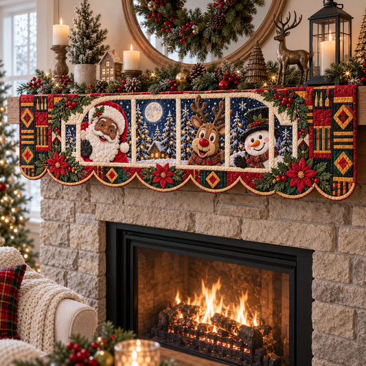 Heritage of Joy Christmas Quilted Mantel Scarf SN0PT1291