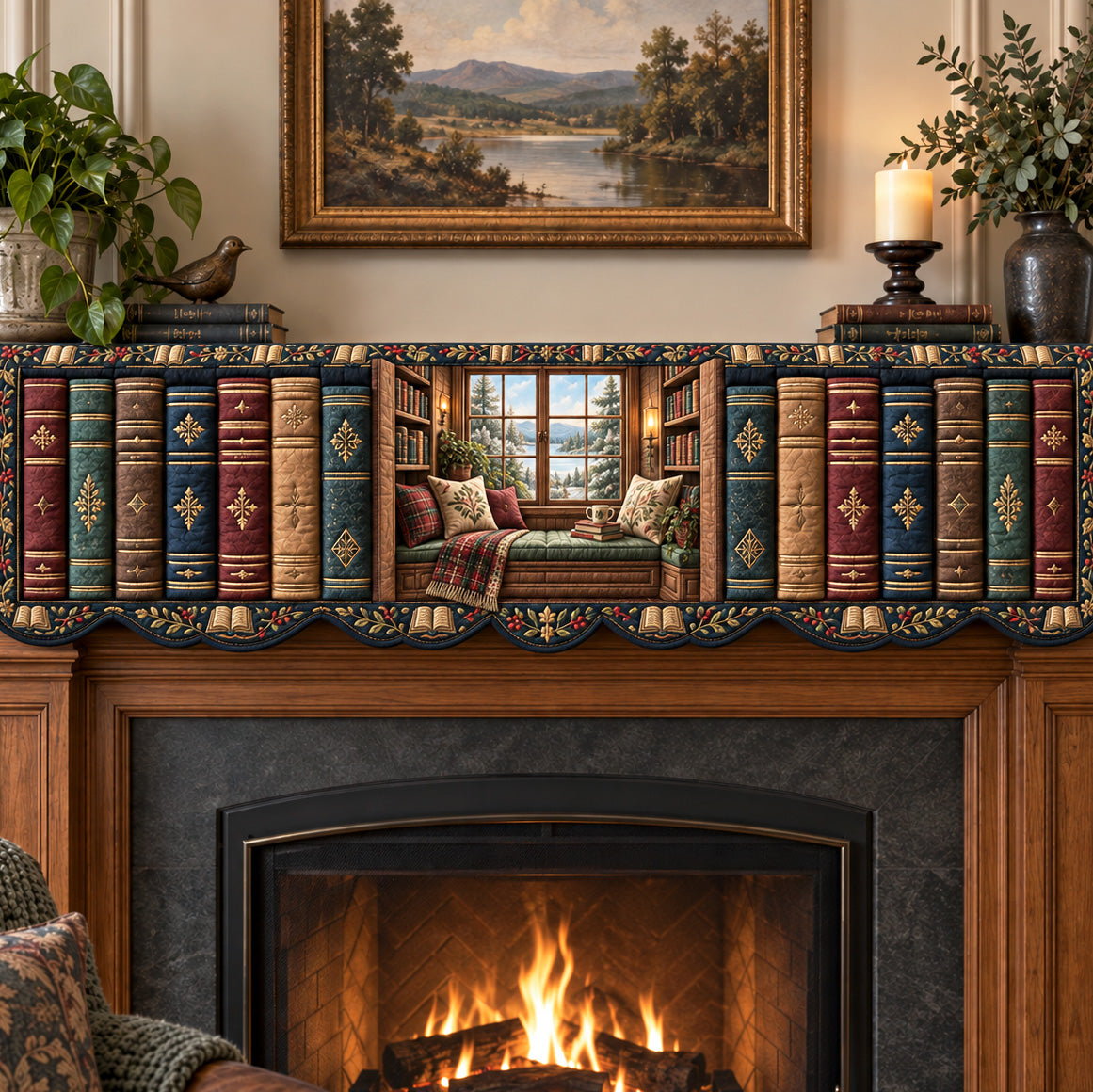 Hidden Bookshop Quilted Mantel Scarf SN0TV592