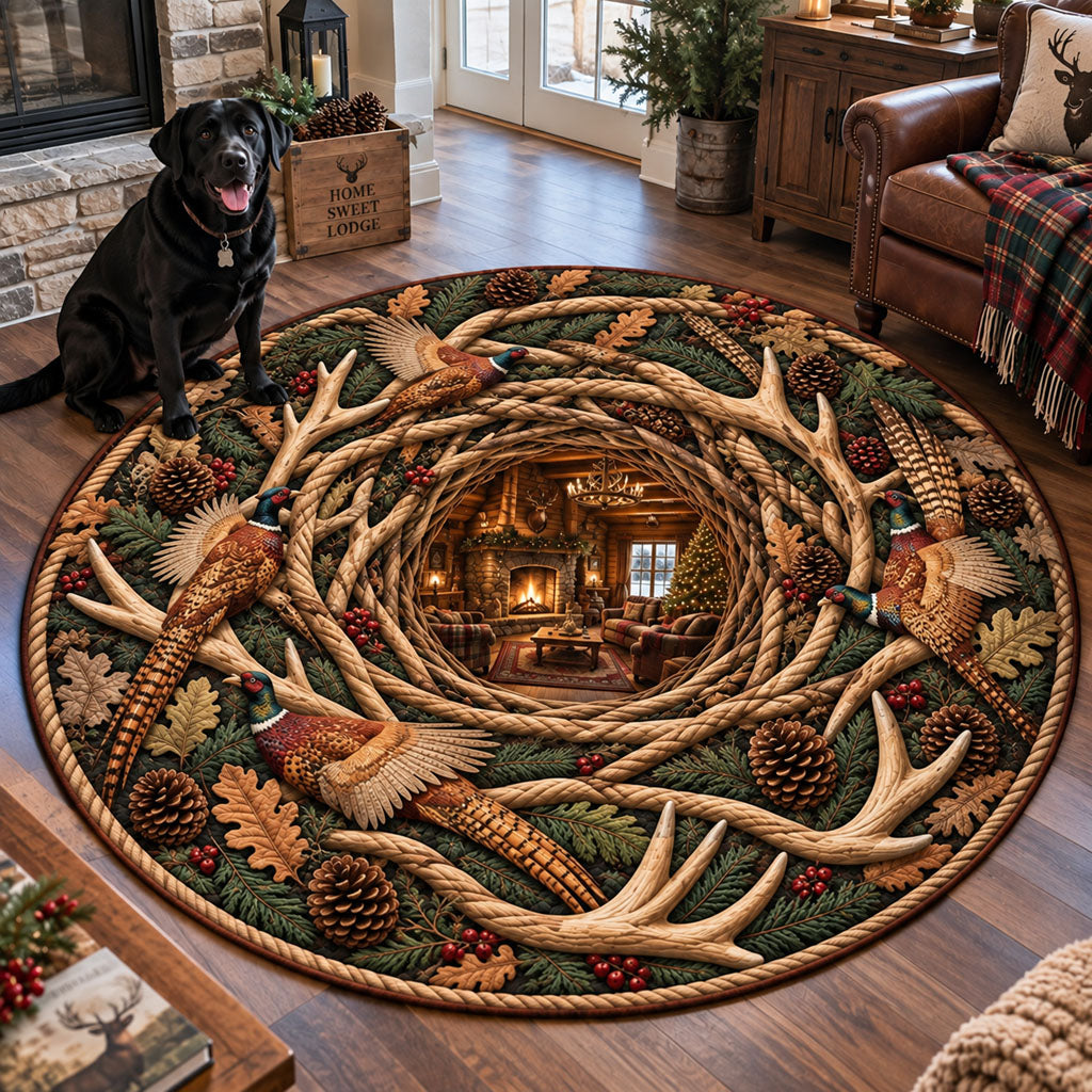 Hidden Cabin Wonderland Quilted Round Mat SN0PT1371
