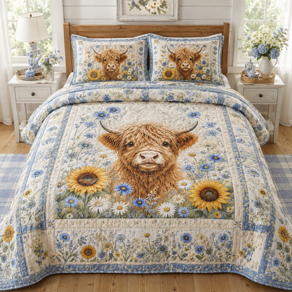 Highland Calf Bloom Quilted Bedding Set SN0HH0017