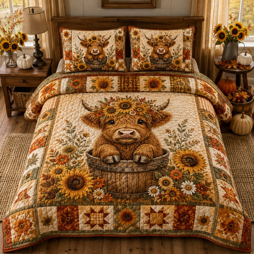 Highland Calf Haven Quilted Bedding Set SN0HH0020
