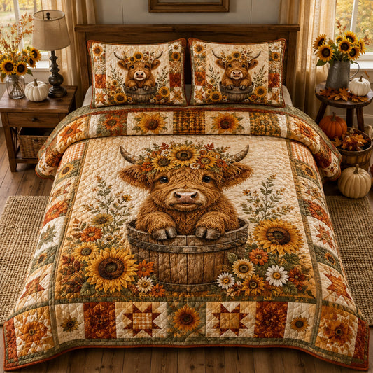 Highland Calf Haven Quilted Bedding Set SN0HH0020