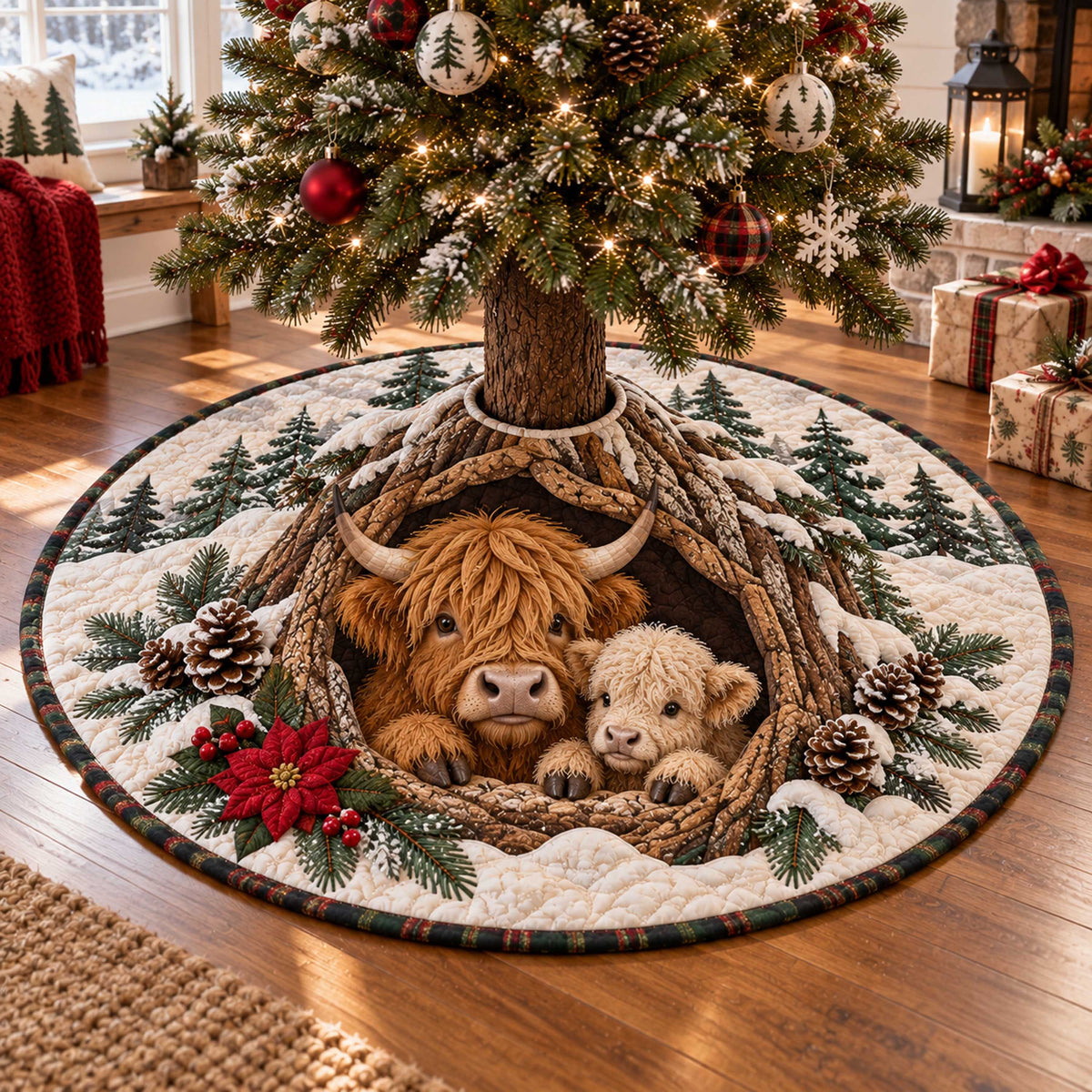 Highland Charm Christmas Quilted Tree Skirt SN0TD640