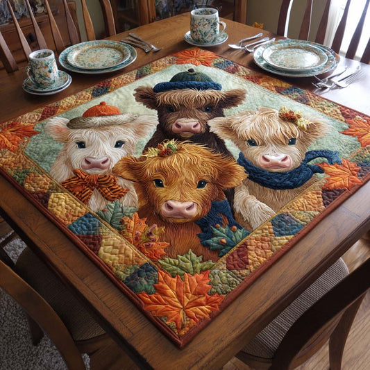 Highland Cow Bliss Quilted Table Topper NCU0NNT1200