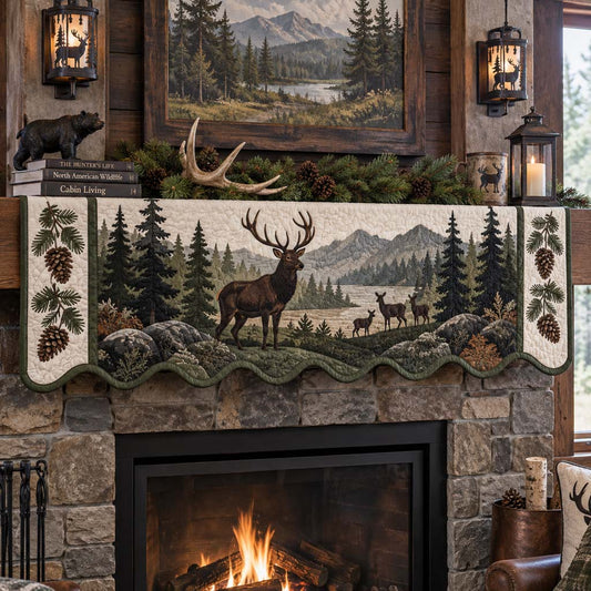 Highland Stag Lookout Quilted Mantel Scarf SN0HH0335