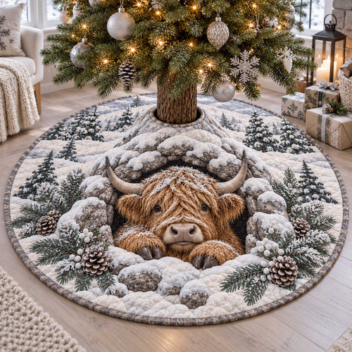 Highland Winter Christmas Quilted Tree Skirt SN0TD638