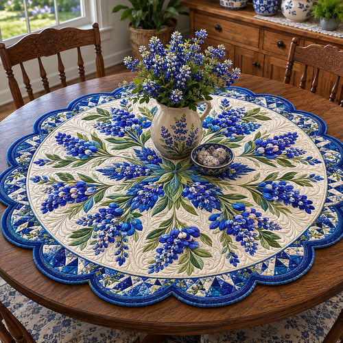 Hill Country Blue Star Custom Shape Quilted Table Topper SN0PT848