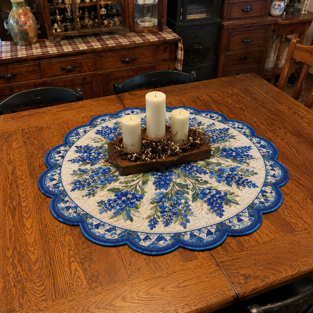 Hill Country Blue Star Custom Shape Quilted Table Topper SN0PT848