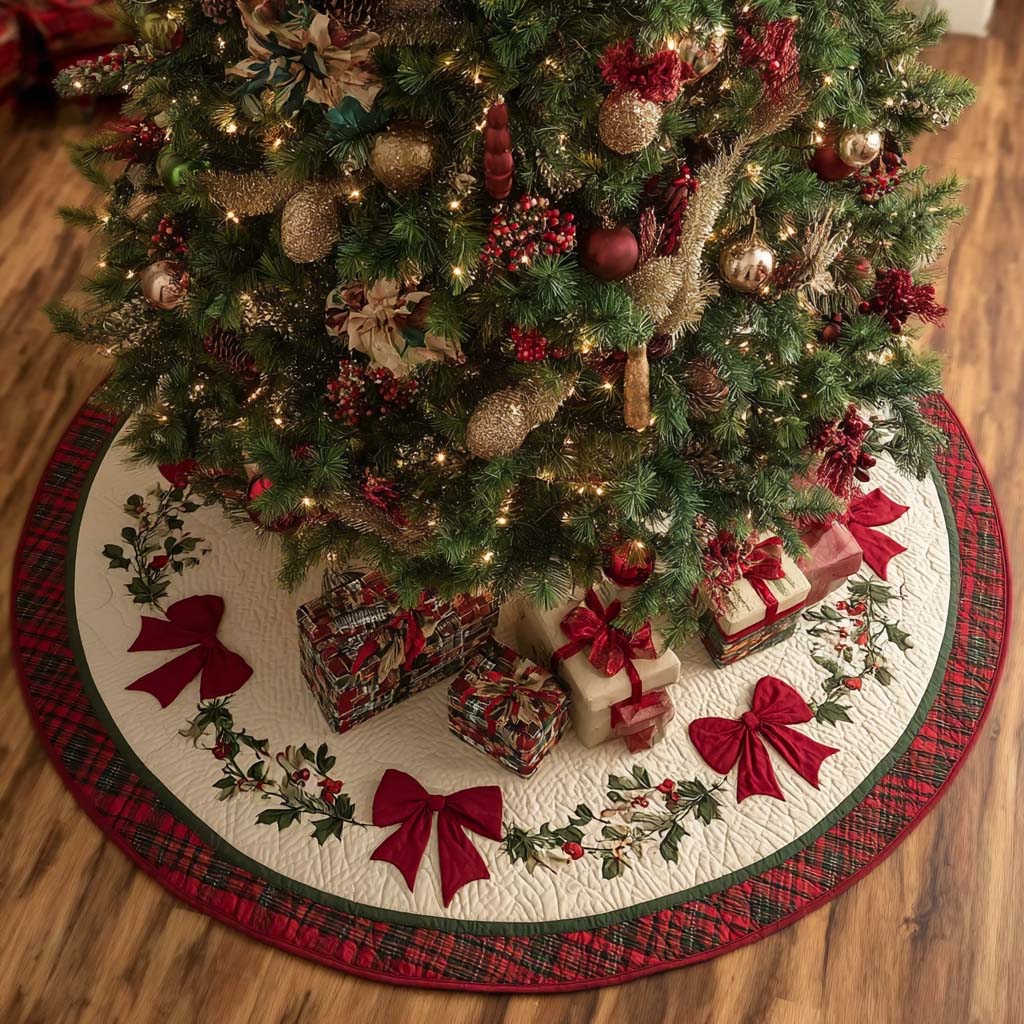 Holiday Base Christmas Quilted Tree Skirt NCU0DDK1835