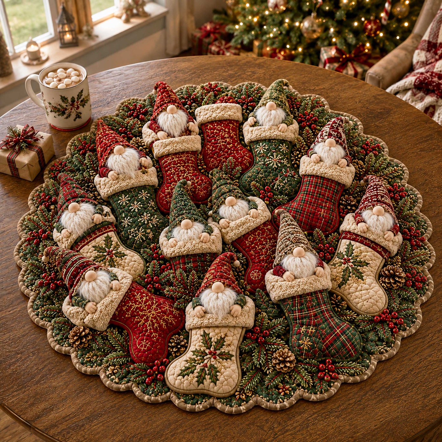 Holiday Cheer Custom Shape Quilted Table Topper SN0TD230