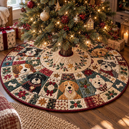 Holiday Dog Squad Christmas Quilted Tree Skirt SN0DV1181