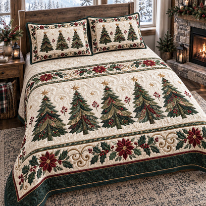 Holiday Evergreen 3-Piece Quilted Bedding Set SN0TV773