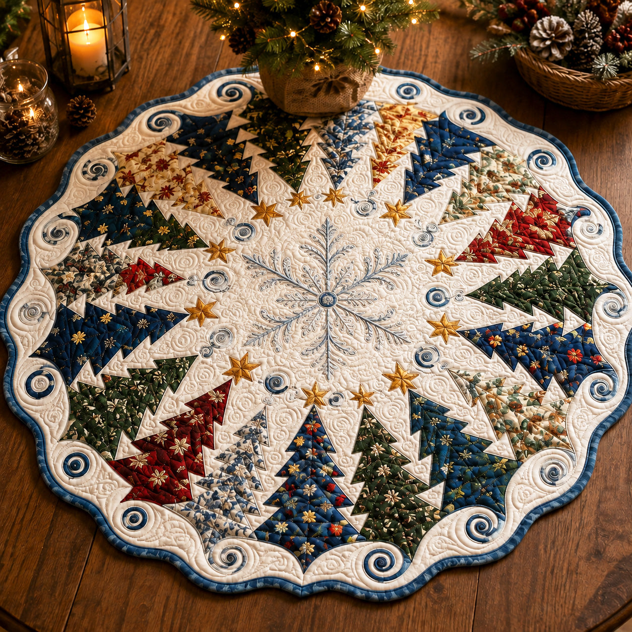 Holiday Frost Custom Shape Quilted Table Topper SN0TV112
