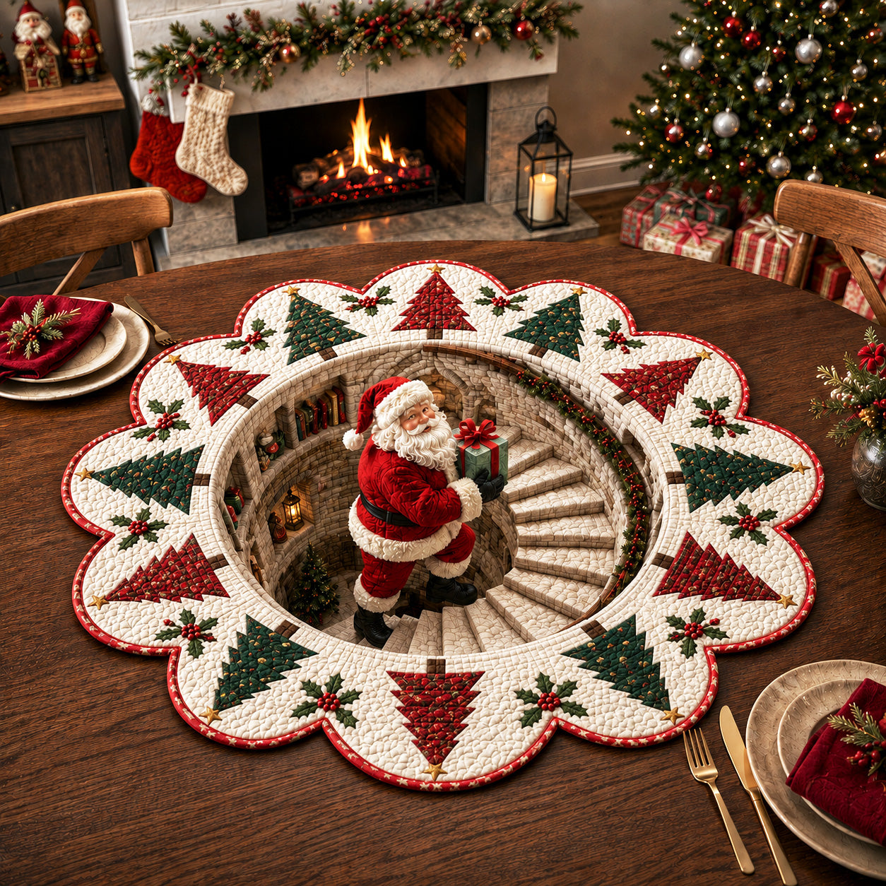 Holiday Hearth Custom Shape Quilted Table Topper SN0TV168