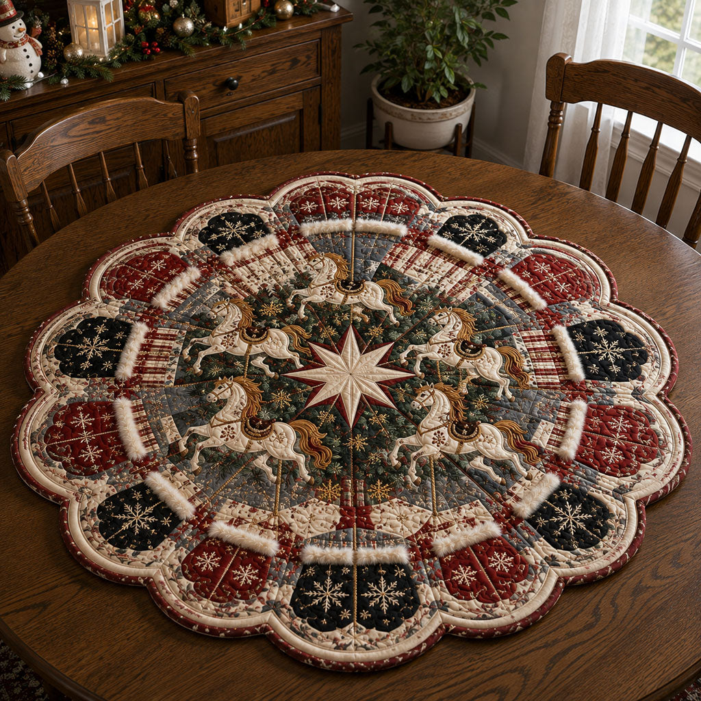 Holiday Horse Parade Custom Shape Quilted Table Topper SN0PT914