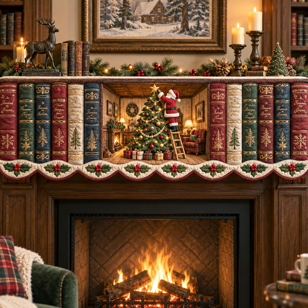 Holiday Library Quilted Mantel Scarf SN0TV603