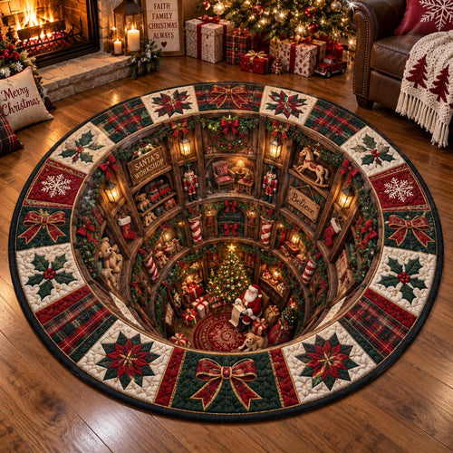 Holiday Library Spiral Quilted Round Mat SN0DV799