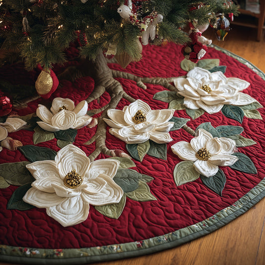 Holiday Magnolia Christmas Quilted Tree Skirt NCU0DV1380