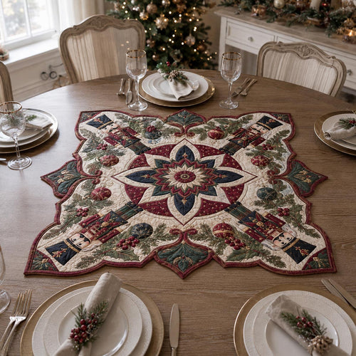 Holiday Nutcracker Medallion Custom Shape Quilted Table Topper SN0DV309