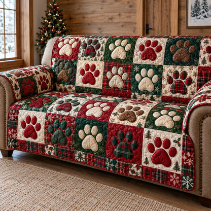Holiday Paw Prints Quilted Sofa Cover SN0TV383