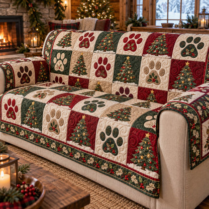 Holiday Pawland Quilted Sofa Cover SN0TV392