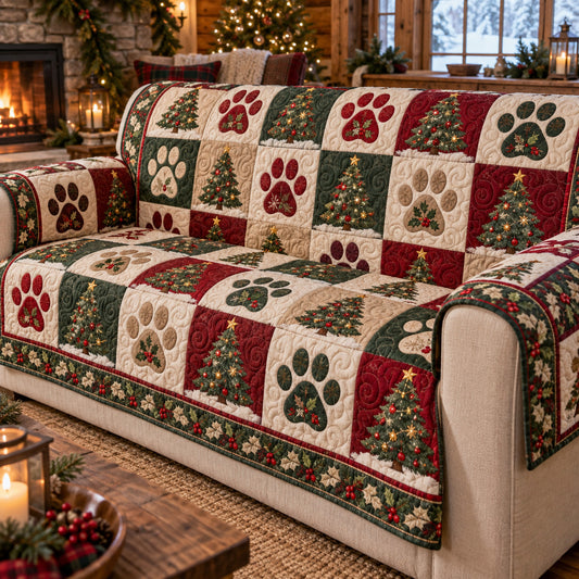 Holiday Pawland Quilted Sofa Cover SN0TV392