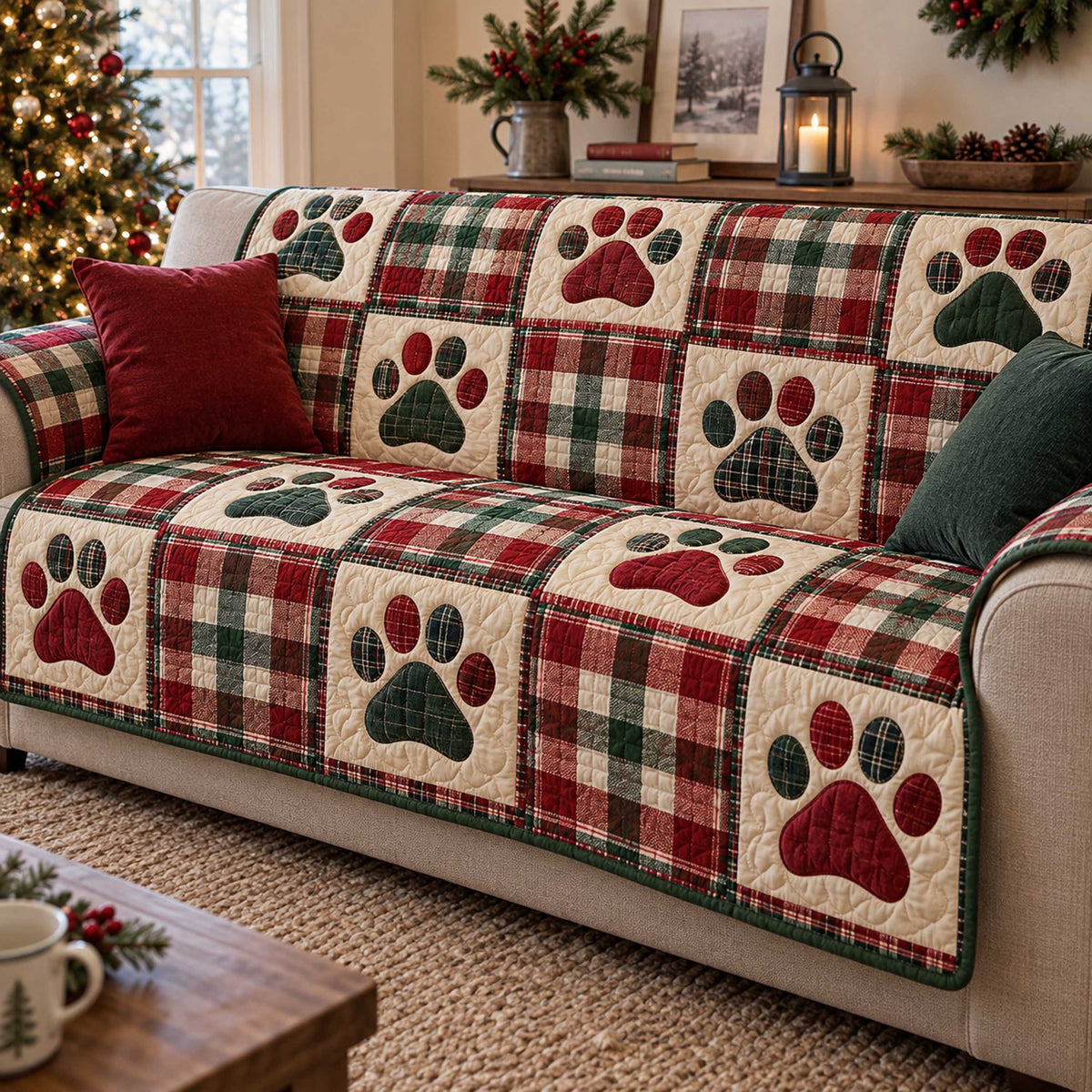 Holiday Paws Quilted Sofa Cover SN0TD718