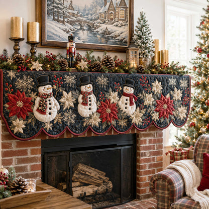 Holiday Poinsettia Quilted Mantel Scarf SN0TD256