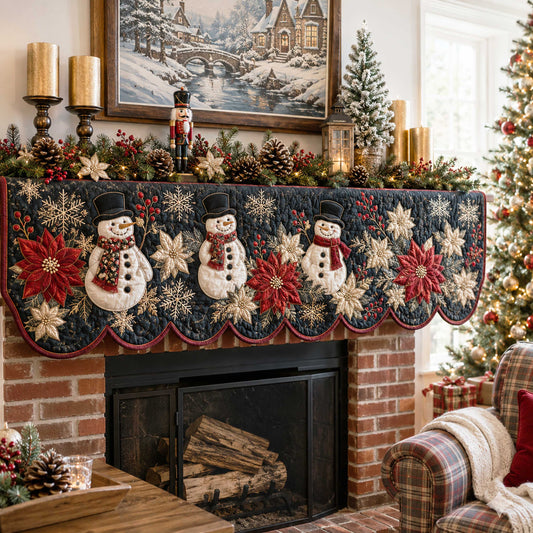 Holiday Poinsettia Quilted Mantel Scarf SN0TD256
