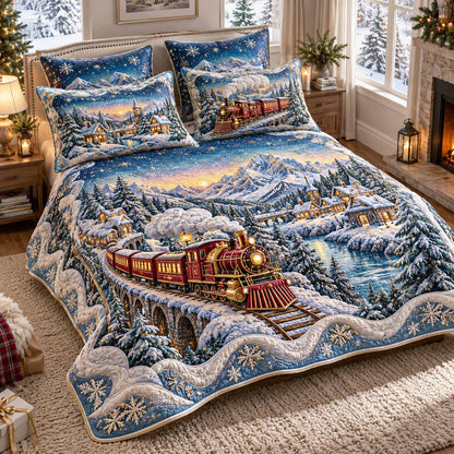 Holiday Railway 3-Piece Quilted Bedding Set SN0TD751