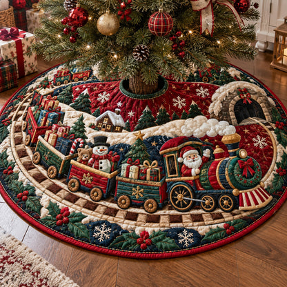 Holiday Train Village Christmas Quilted Tree Skirt SN0TV422
