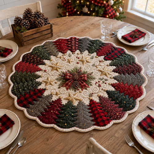 Holiday Tree Custom Shape Quilted Table Topper SN0TD163
