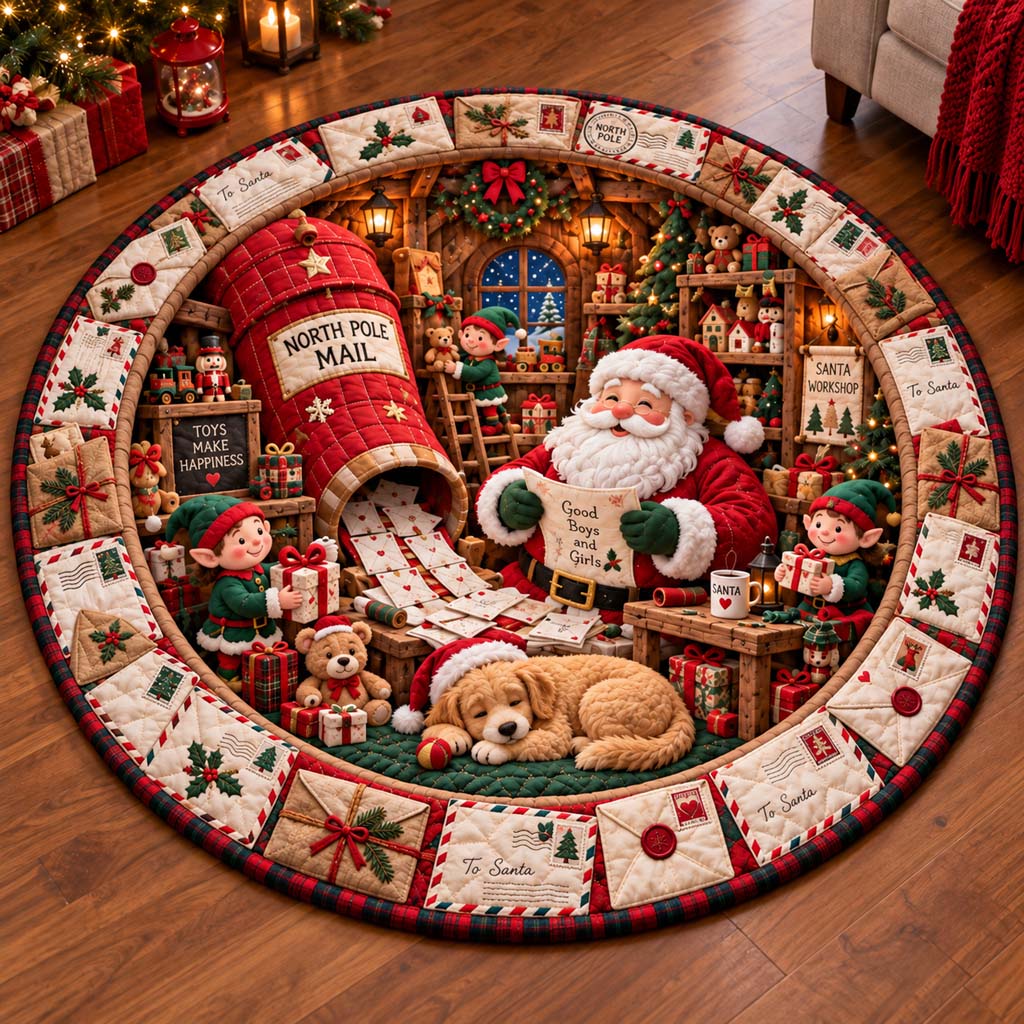 Holiday Workshop Quilted Round Mat SN0HH0693