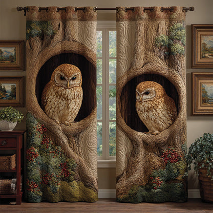 Hollow Owl Pair Quilted Curtains NCU0DH952