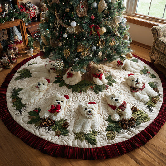 Holly Berry Westie Quilted Christmas Tree Skirt NCU0DV8108
