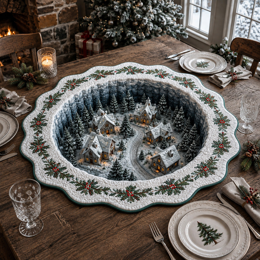 Holly Canyon Village Custom Shape Quilted Table Topper SN0HH0112