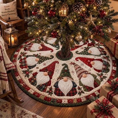 Holly Gnome Christmas Christmas Quilted Tree Skirt SN0DV868