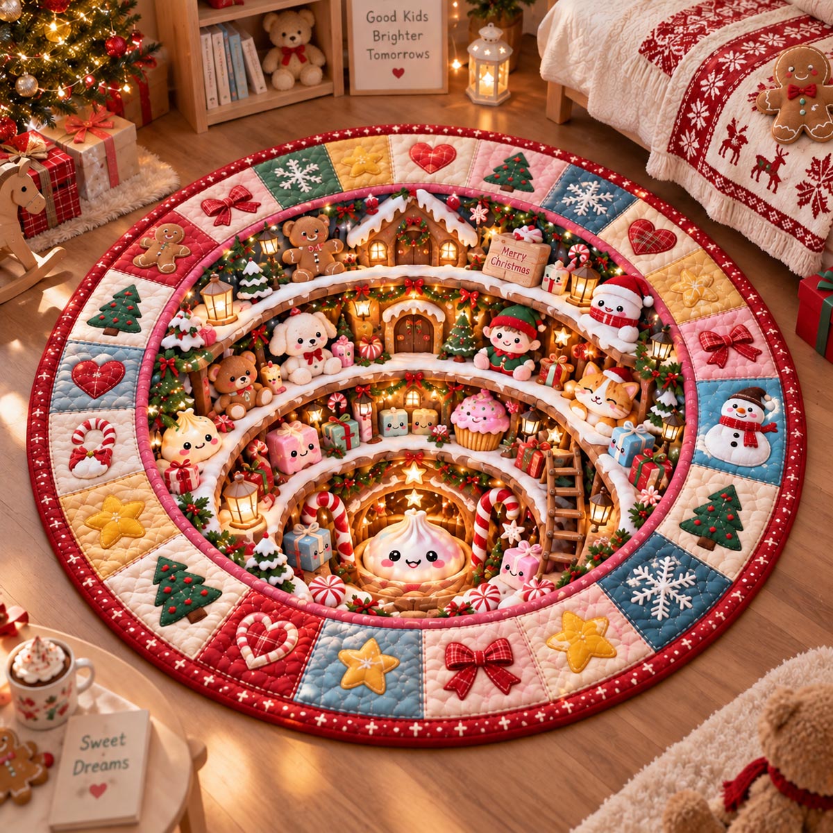 Holly Jolly Candyland Quilted Round Mat SN0DV820