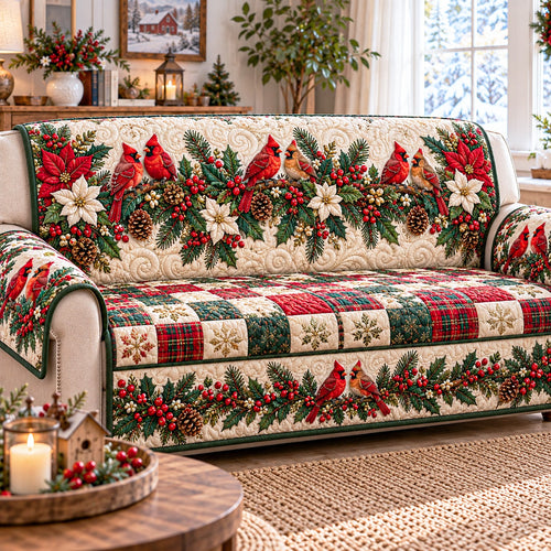 Holly Plaid Garland Quilted Sofa Cover SN0TD1346