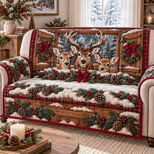 Holly Stag Family Quilted Sofa Cover SN0TD1289