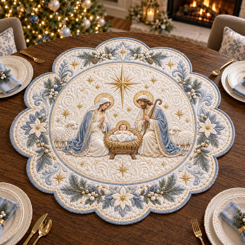 Holy Family Custom Shape Quilted Table Topper SN0TD353