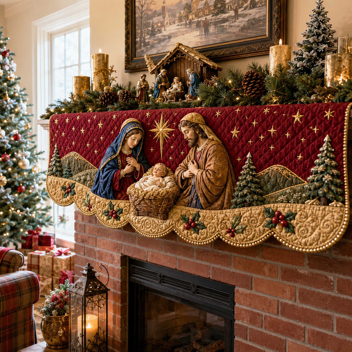 Holy Family Quilted Mantel Scarf SN0TD212
