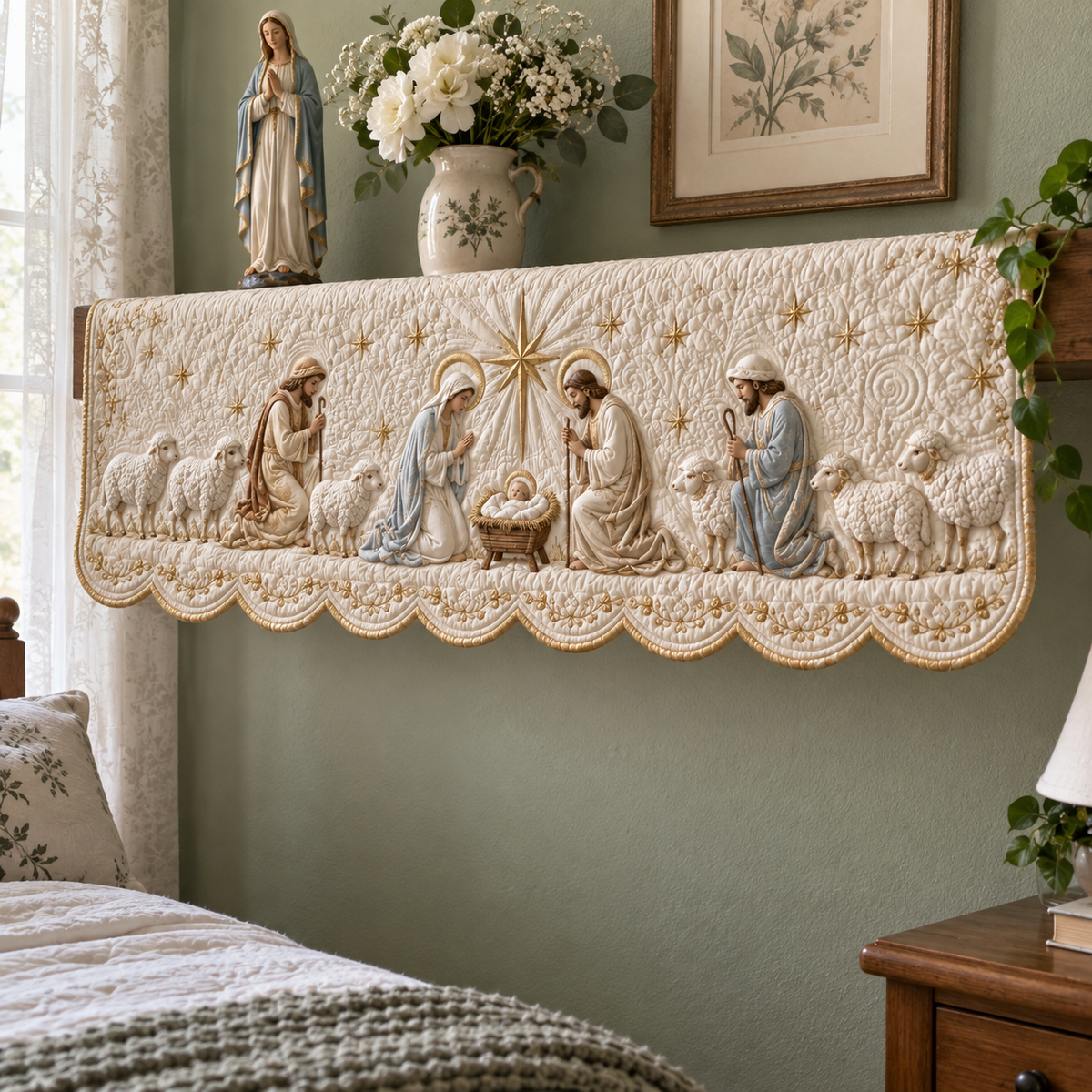 Holy Family Quilted Mantel Scarf SN0TD353