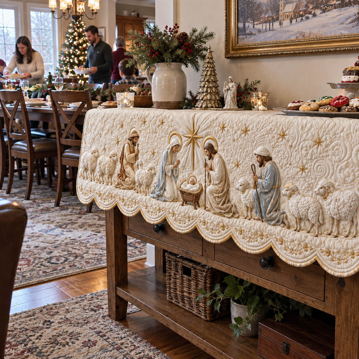 Holy Family Quilted Mantel Scarf SN0TD353