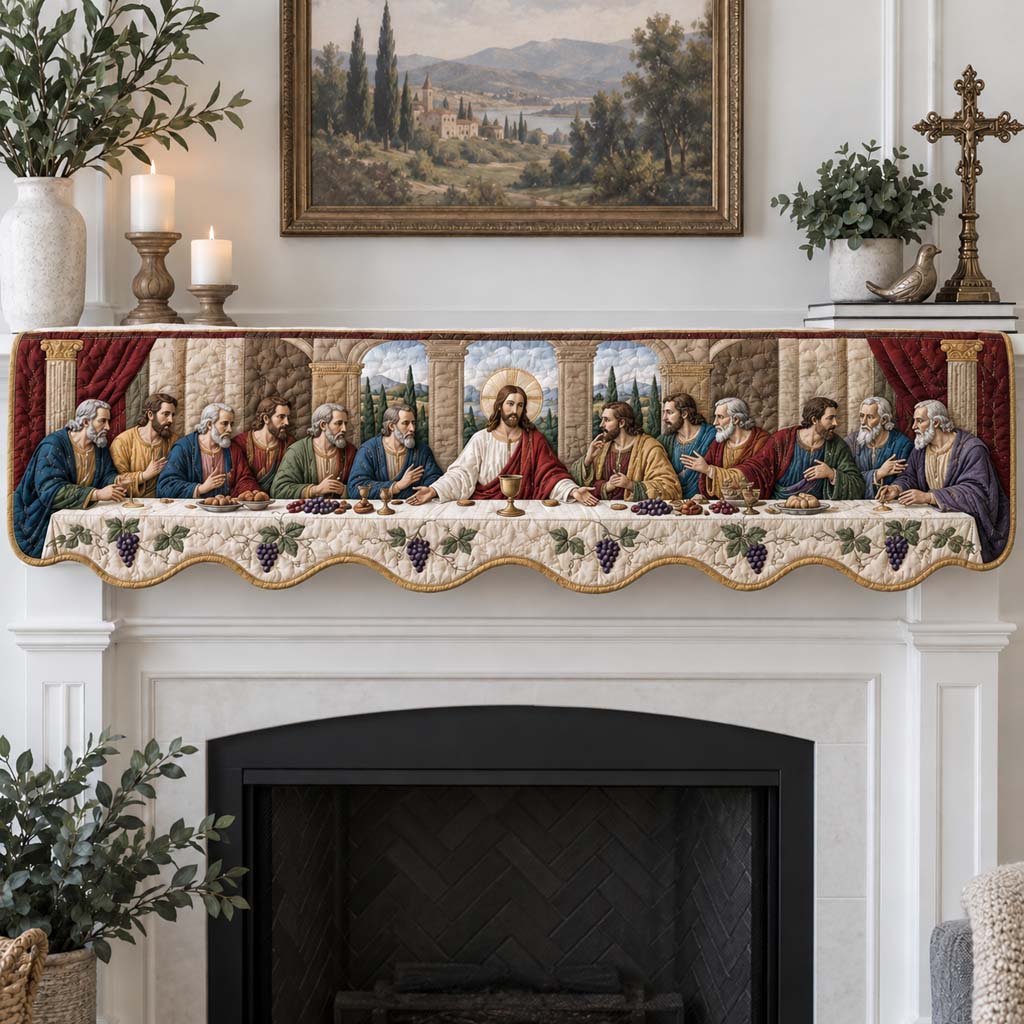 Holy Last Supper Quilted Mantel Scarf SN0HH0825