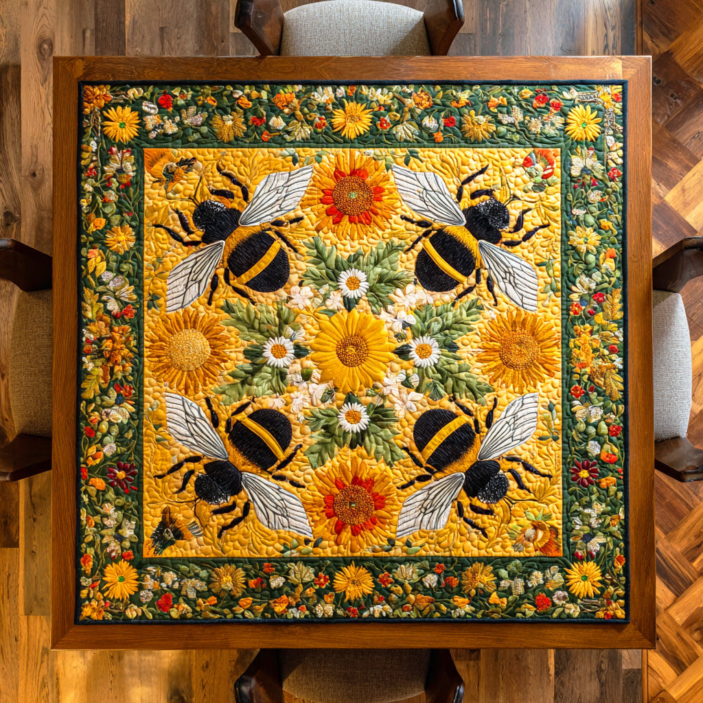 Honey Bloom Field Quilted Table Topper NCU0NTD586