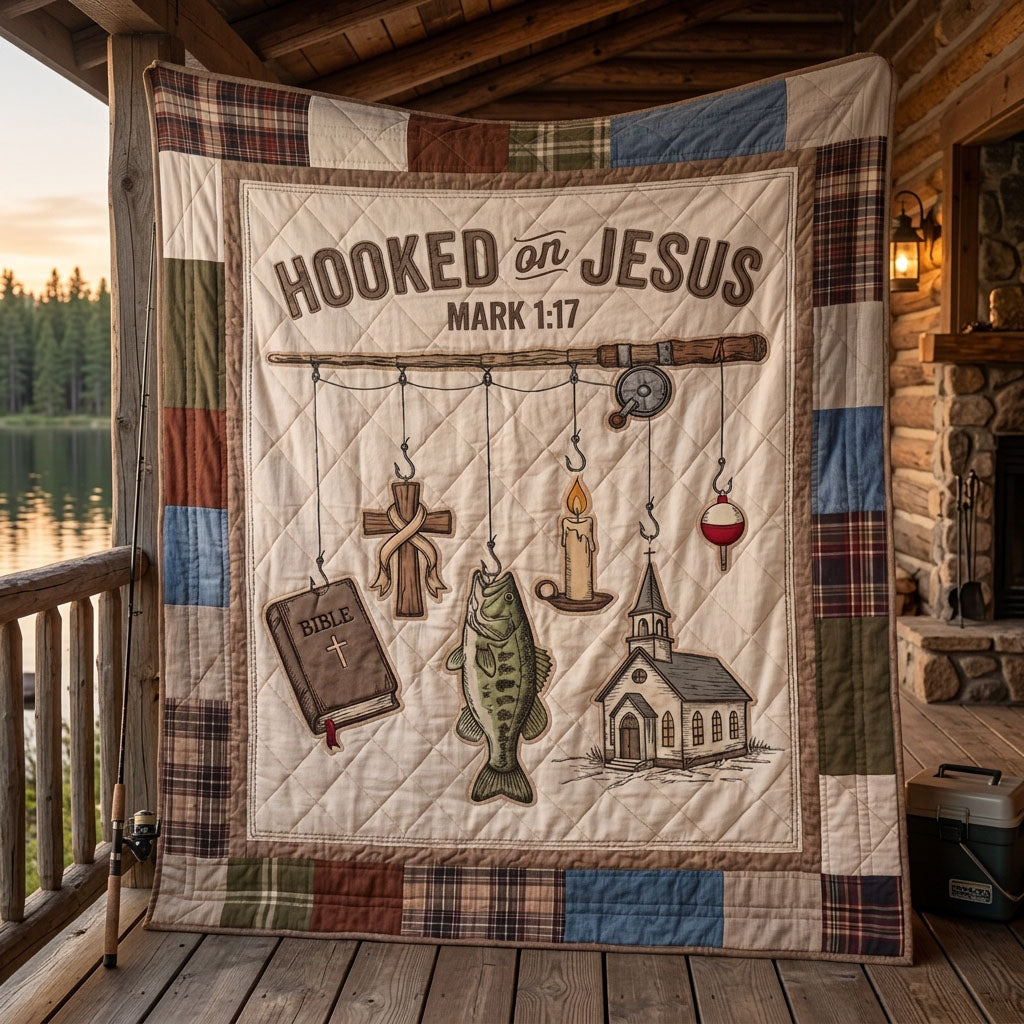 Hooked On Jesus Quilted Blanket SN0PT070