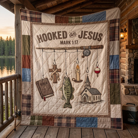 Hooked On Jesus Quilted Blanket SN0PT070