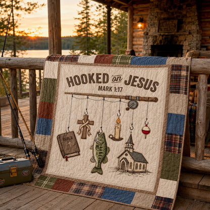 Hooked On Jesus Quilted Blanket SN0PT070