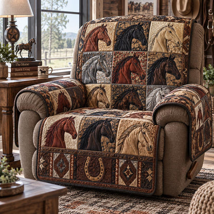 Horseshoe Horse Gallery Quilted Sofa Cover SN0DV962